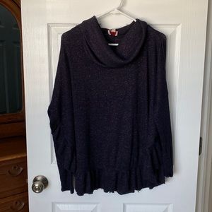 Anthropologie Navy ruffle sweater with bronze threading! So pretty! Size M/L